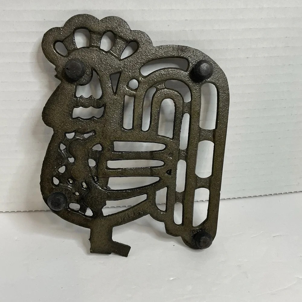 Vintage Brass Rooster Trivet Made In Japan